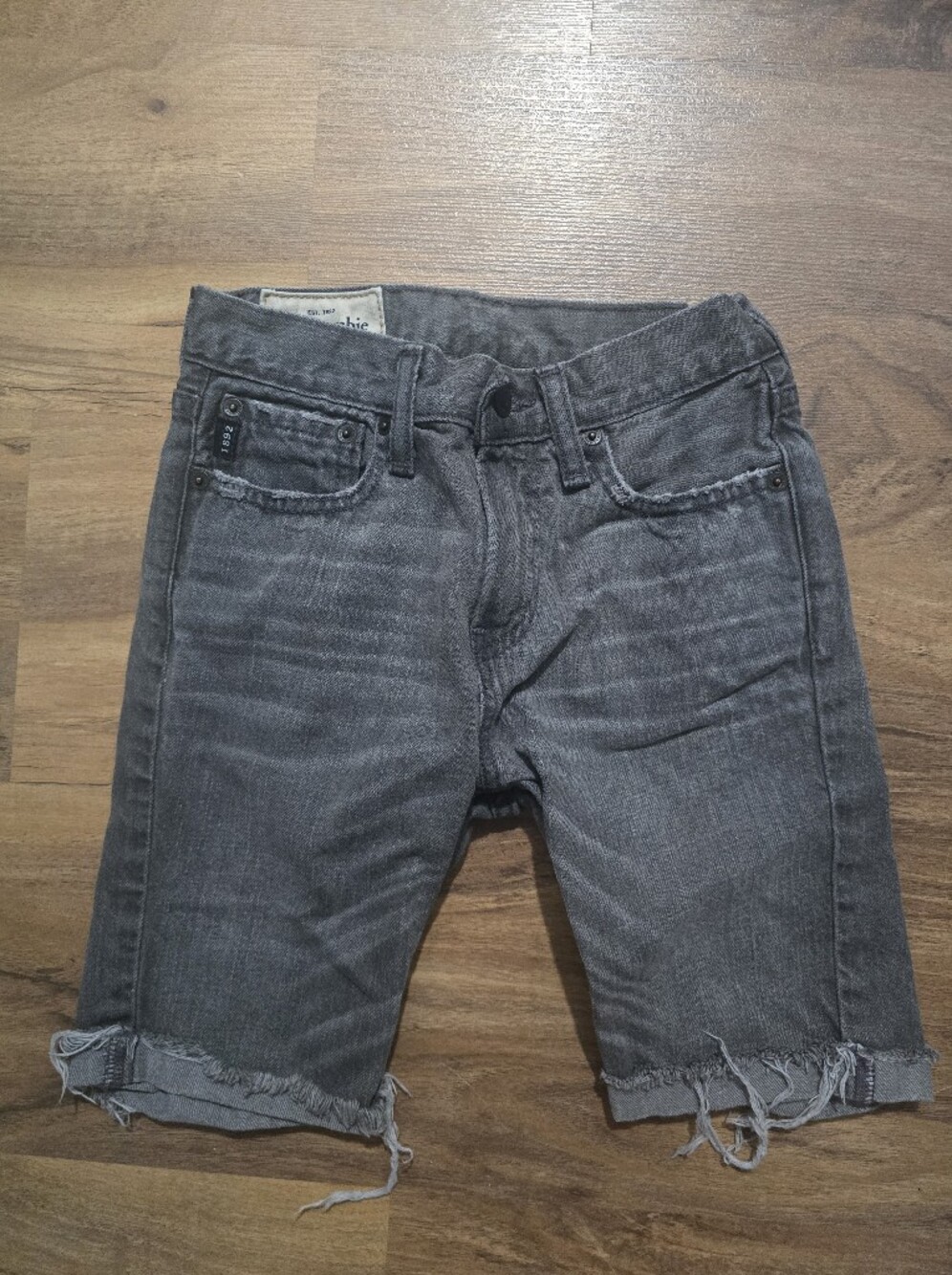 Abercrombie Kids Boys Denim Shorts Size 10 Gray Distressed Raw Hem